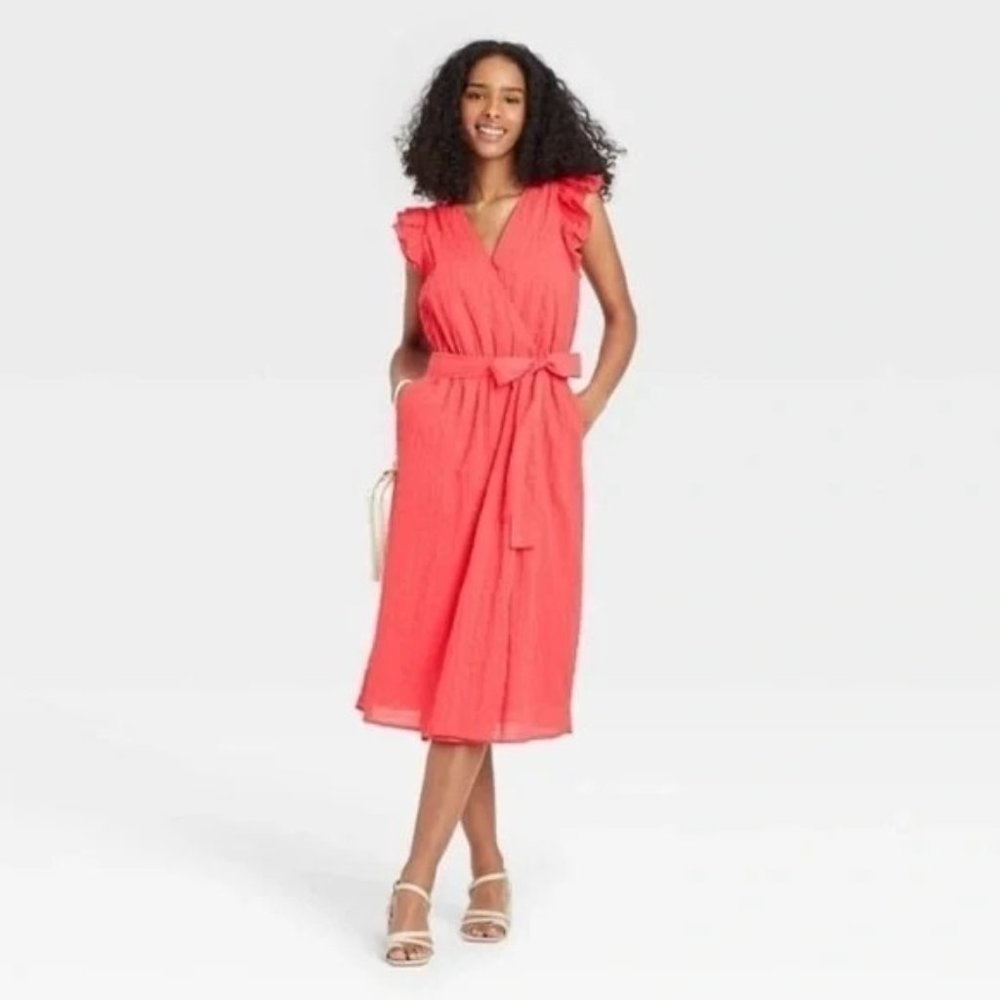 A New Day | Coral Ruffle Dress Size XS
